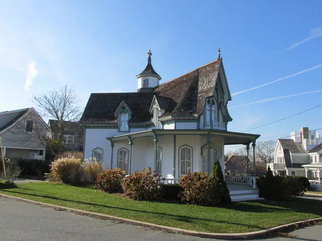 Gothic Revival (1840–1885) brought pointed arches, lacy bargeboard, and steep gabled roofs to American houses — a Victorian-era rebellion against neoclassical symmetry.